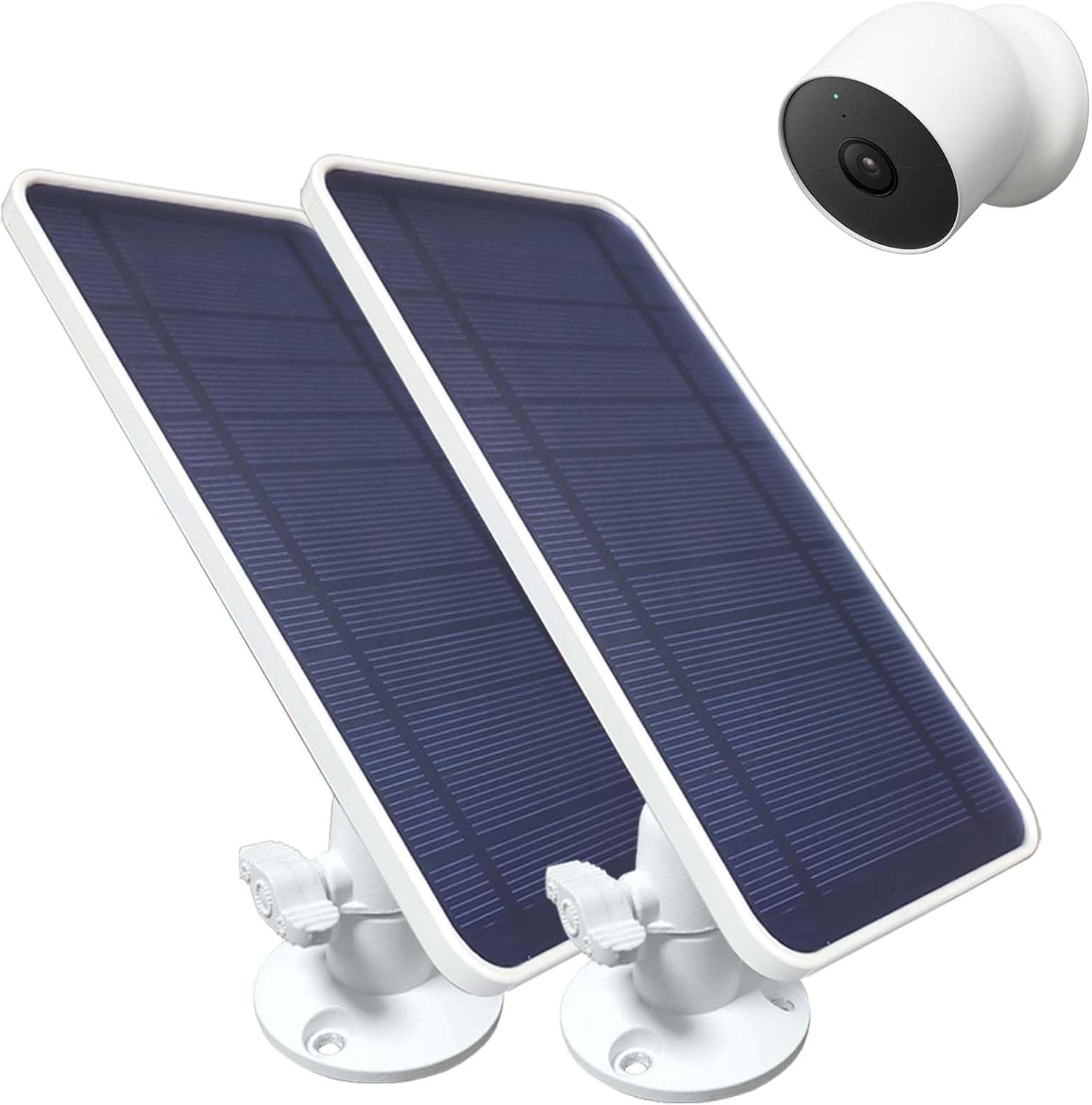 Solar Panel for Google Nest Camera Outdoor - Solar Charger Power for Google Nest Cam Outdoor or Indoor (Battery), 10FT Weatherproof Charging Cable & 360° Adjustable Mount, 2 Pack