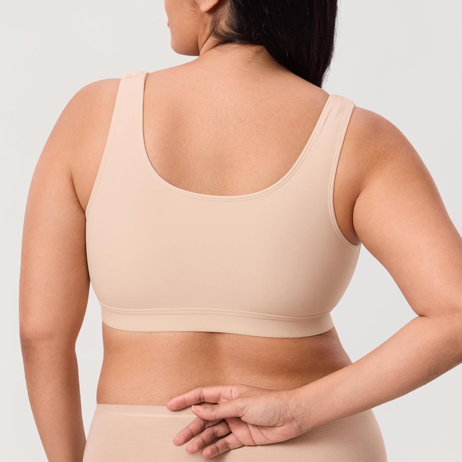 DELIMIRA Women's Inbarely Lift Front Closure Bras Full Coverage No Underwire Plus Size Unlined Seamless Bra
