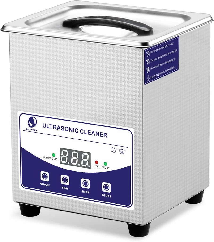 Skymen Ultrasonic Cleaning Device, 2L, Ultrasonic Cleaner with Heating Time Setting and De-Gas, Ultrasonic Bath Cleaning for Dentures, Glasses, Watches, Accessories, Tattoo Tools, Metal Parts etc.
