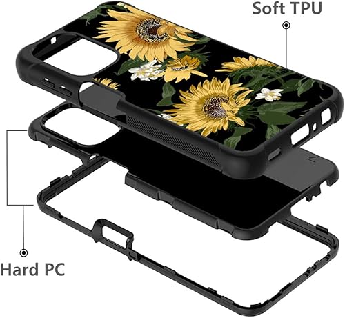 Miniatura 4 de Funda para Galaxy A32 5G, resistente 3 en 1 híbrida PC dura + silicona suave a prueba de golpes funda protectora para Samsung Galaxy A32 5G, girasol
