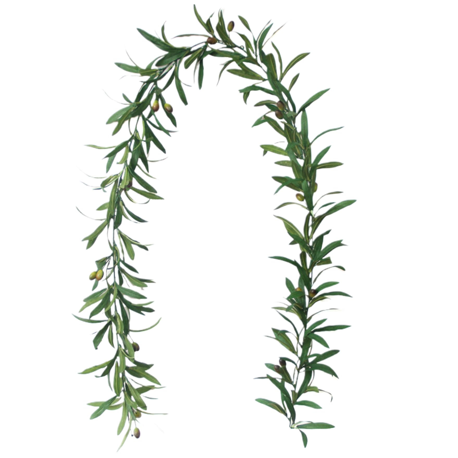 Guirnalda de olivo artificial de 73 pulgadas con hojas verdes para colgar en pared