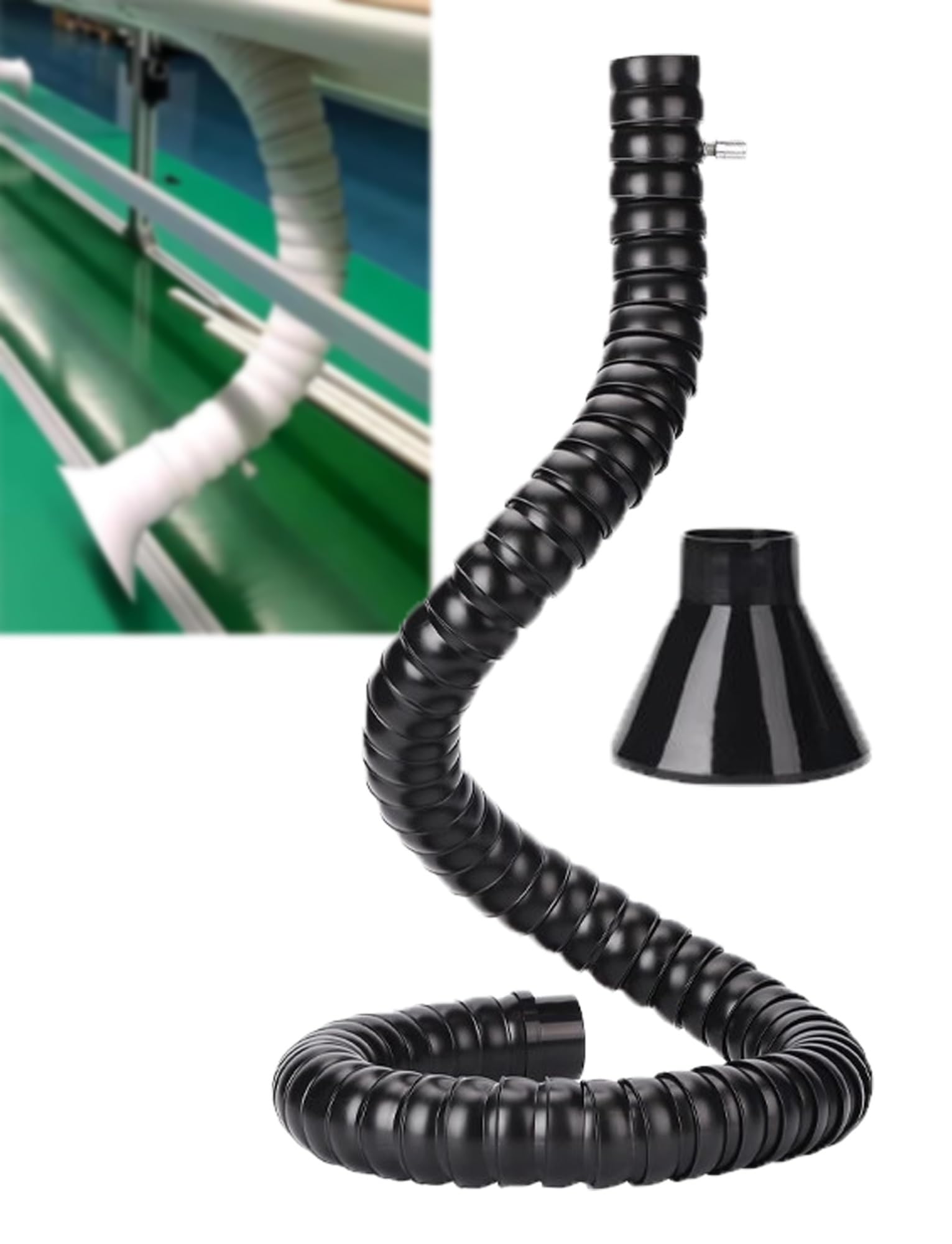 Manguera articulada, Manguera articulada de 3 Pulgadas de diámetro, conducto Extractor de Aire Flexible con Campana para extracción de Humos de Soldadura de Laboratorio, Tubo de extracción d