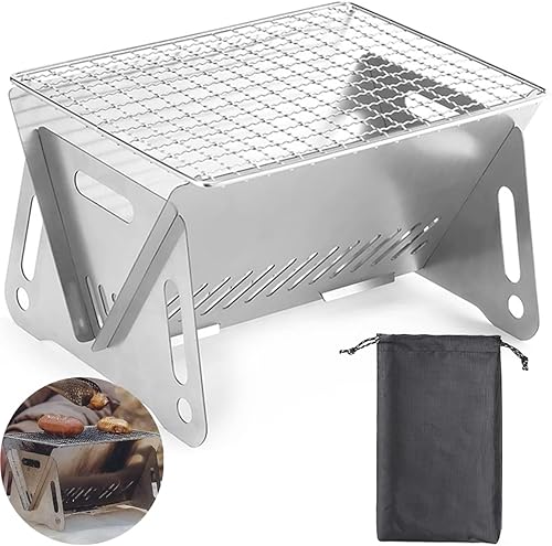 Parrilla portátil, parrilla plegable de carbón, 1-2 personas, parrilla ligera con bolsa de almacenamiento, parrilla de mesa al aire libre para