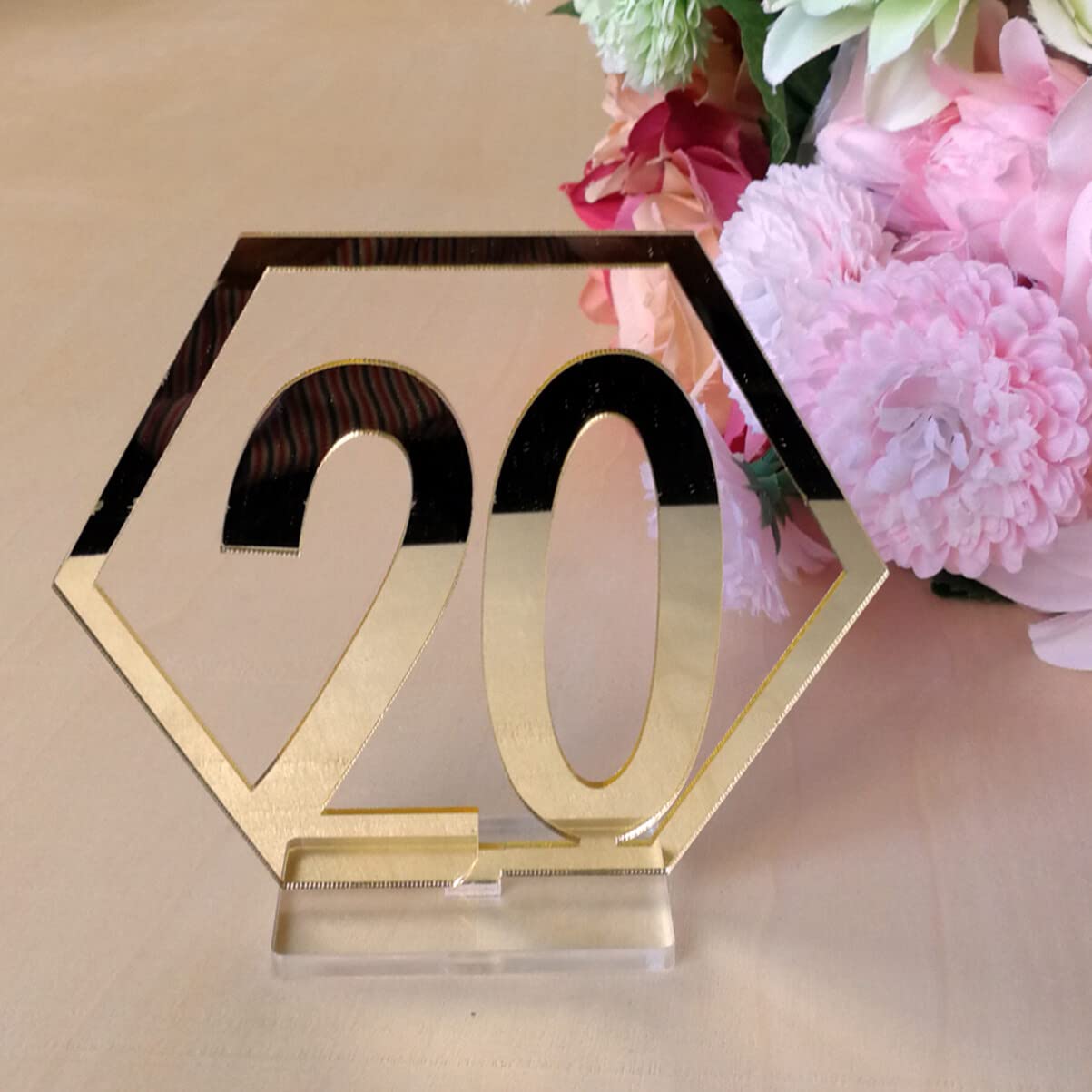1-20 Números de Mesa de Boda Soporte de Números de Mesa Acrílicos para Recepción de Boda Fiesta Eventos de Cumpleaños Festival O Decoración de Comida (Dorado)