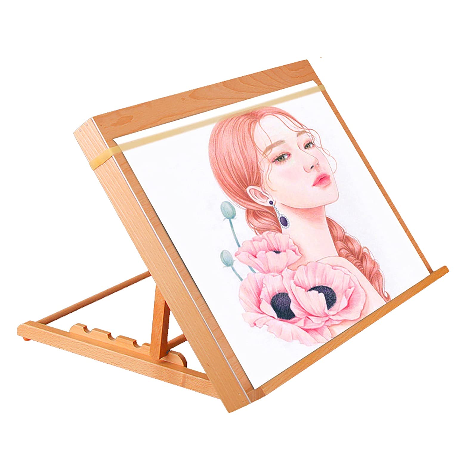 MYUYEE Strong And Durable Wood Tabletop Easel, Portable Artist Easel, Angle& Height Adjustable Wood Painting And Display Easel, For Painting, Drawing& Displaying Artwork
