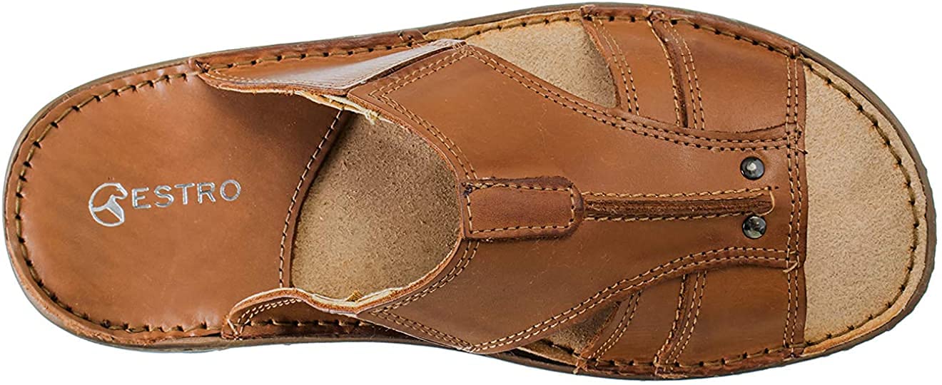 ESTRO Sandales Homme Cuir Mules - Sandales Homme Été Cuir Mules Hommes avec Semelle Antidérapante s1