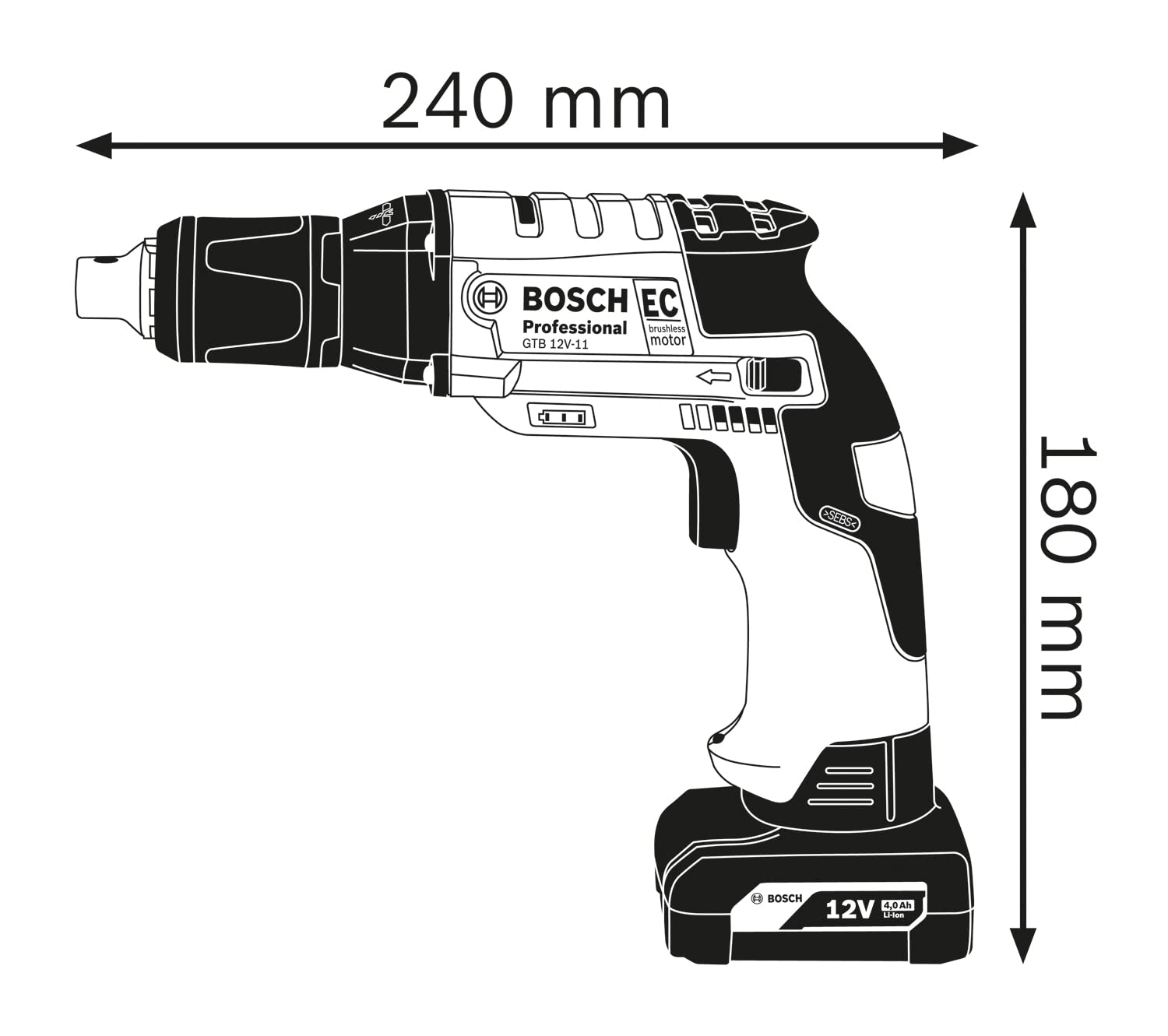 Bosch Professional system 12V: akumulatorowa wkrętarka do montażu suchej zabudowy GTB 12V-11 (bez akumulatorów i ładowarki, opakowanie kartonowe)