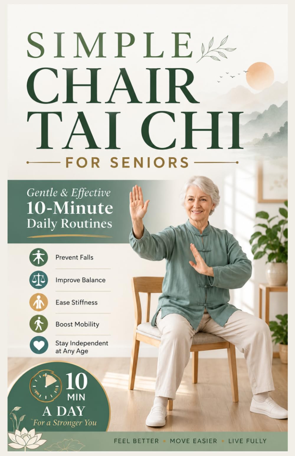 SIMPLE CHAIR TAI CHI FOR SENIORS: Gentle & Effective 10-Minute Daily Routines to Prevent Falls, Improve Balance, Ease Stiffness Boost Mobility, Stay Independent at Any Age