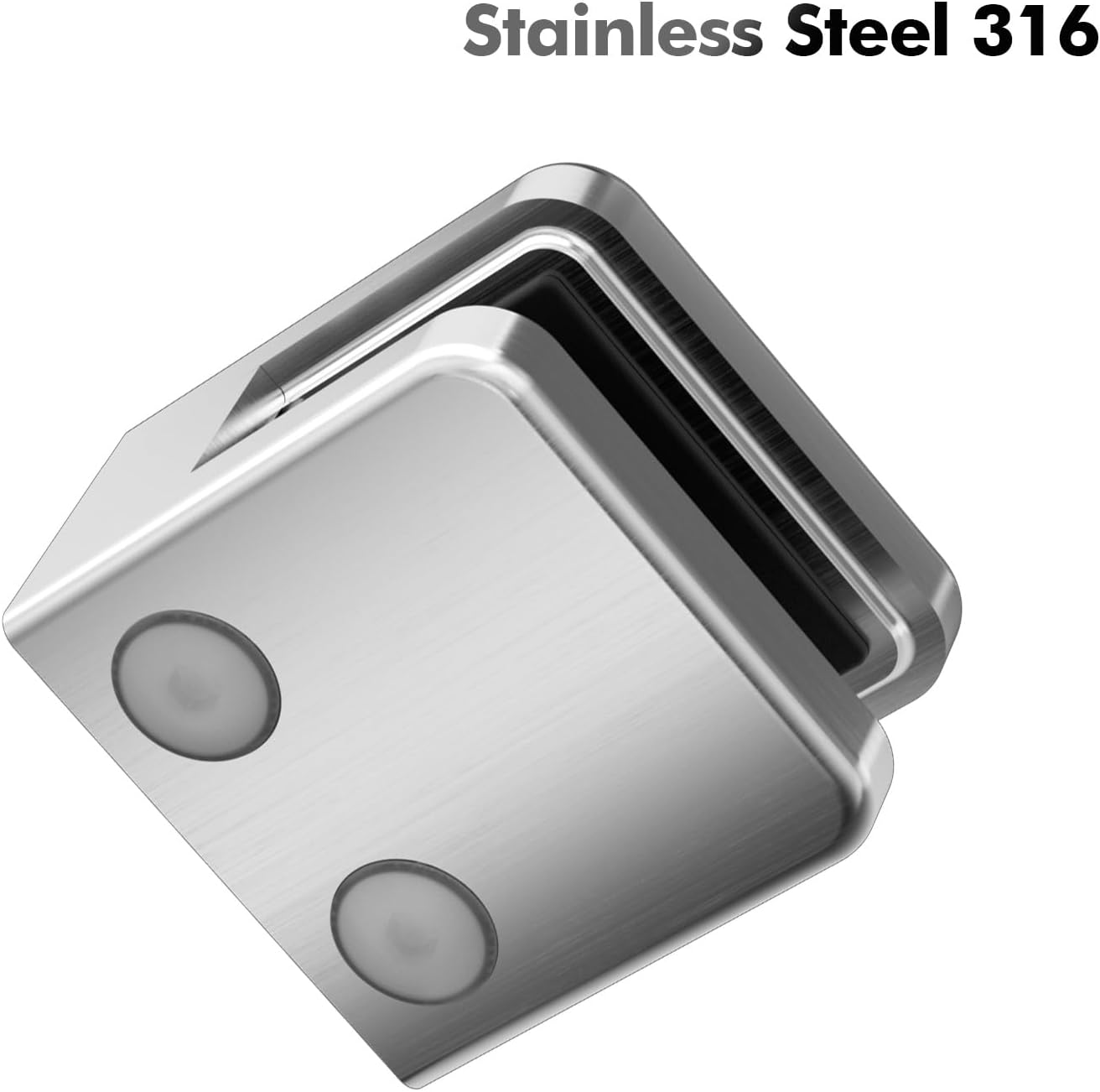 Glass Clamp, 1/4 "-3/8" Stainless Steel 304/316 Adjustable Glass Shelf Bracket Square Glass Railing Clamp,Suitable for Railing, Stairs (4 Pack-Brushed, Stainless Steel 316)