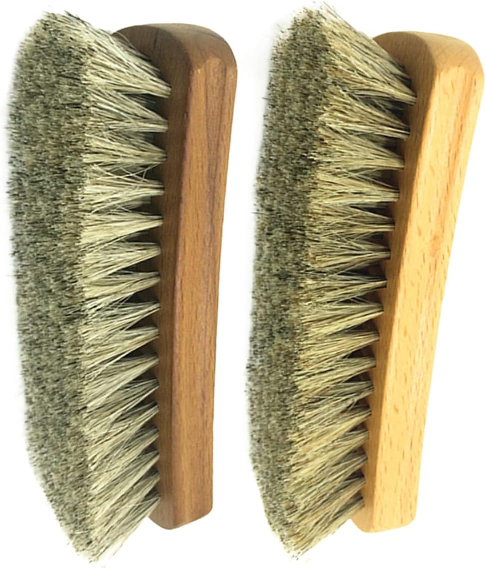GALPADA 2pcs Horsehair Shoe Brushes Wooden Handle Polishing and Leather Care Brushes for Colors Bristle Cleaning Tools for Shoes Boots and Leather Accessories