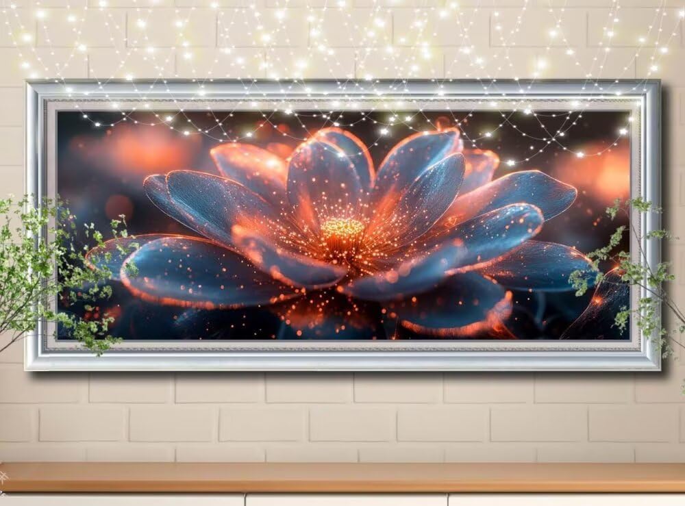Malarstwo diamentowe 5D dla dorosłych, motyw lotosu, obraz "zrób to sam", obraz dla dzieci (80 x 200 cm), zestaw do malowania, zestaw do malowania diamentami, kryształki, rzemiosło, na prezent