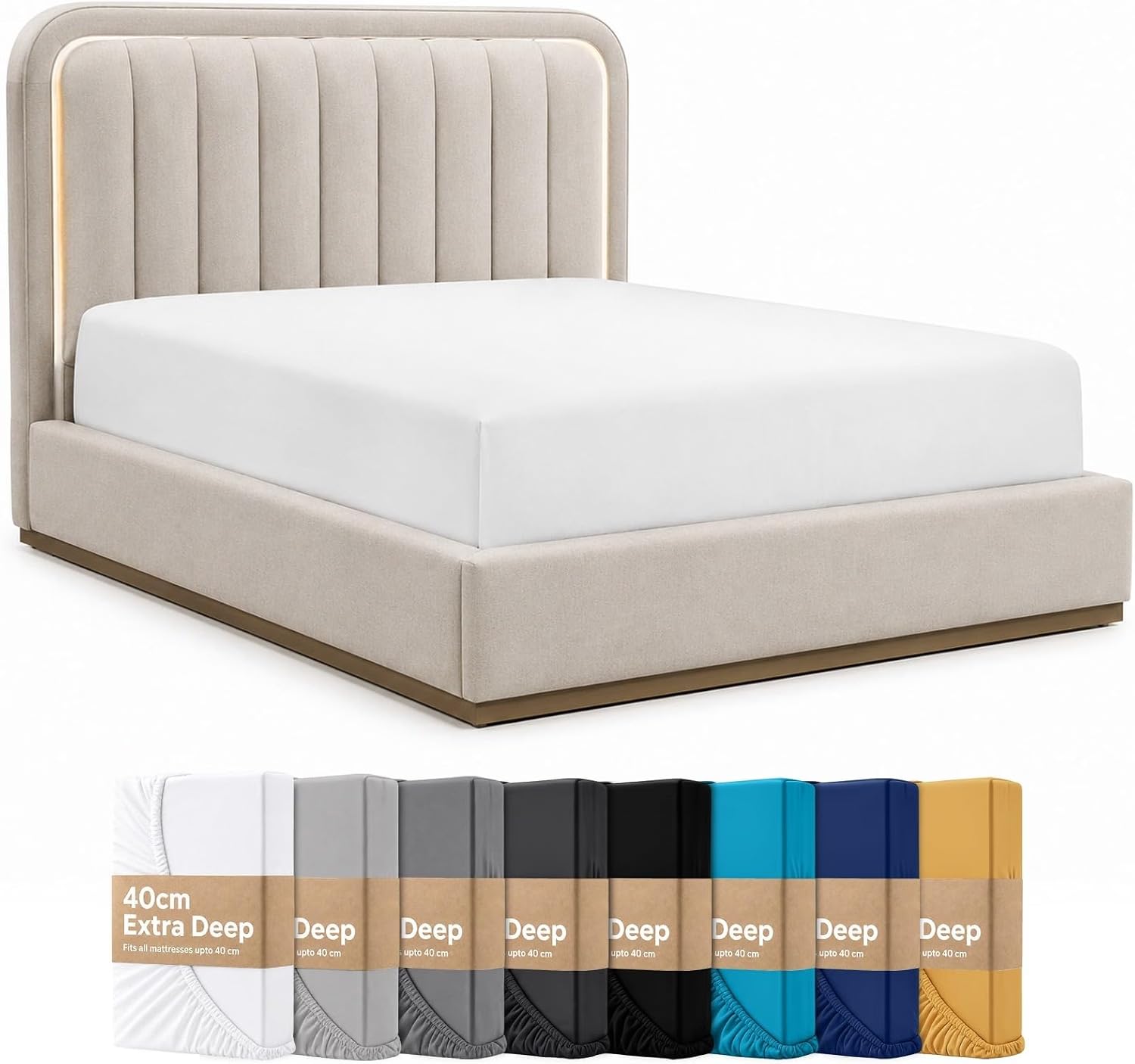 Pamposh Super King Fitted Sheet Extra Deep Pocket 40 cm (16 inches) - Easy Care, OEKO TEX Certified - Premium Brushed Microfibre - Ultrasoft Hypoallergenic & Fade Resistant Bed Sheets