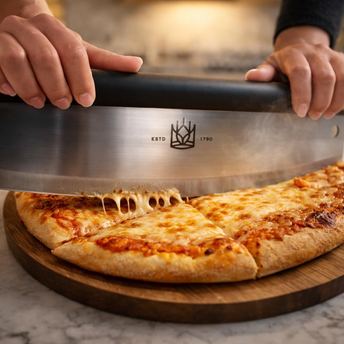 King Arthur Baking Company Pizza Rocker Cutter, Stainless Steel Blade, Comfort Handle With Blade Guard, For Straight Pizza Slices