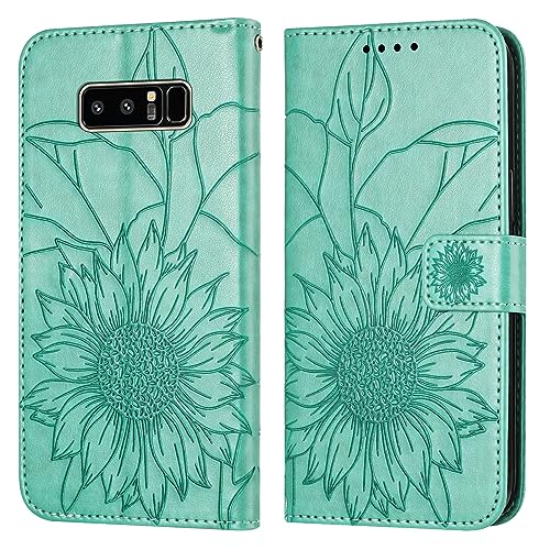 Étui en cuir Samsung Note 8 avec relief floral finitions haut de gamme