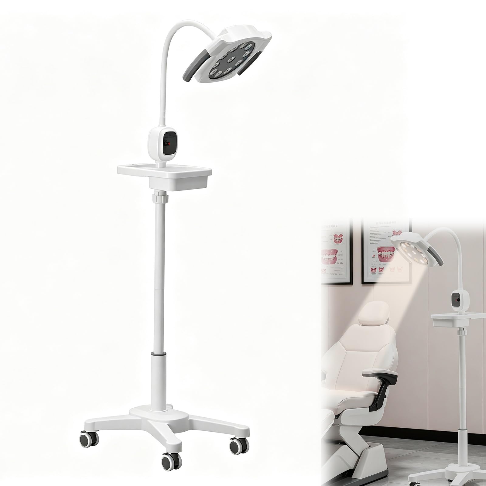 LED Medizinische Untersuchungsleuchte, Mobile Stehlampe Mit Flexiblem Arm, Chirurgische Untersuchungslampe Mit Einstellbarer Helligkeit Für Gynäkologie, Zahnmedizin, HNO Und Ambulante Kliniken