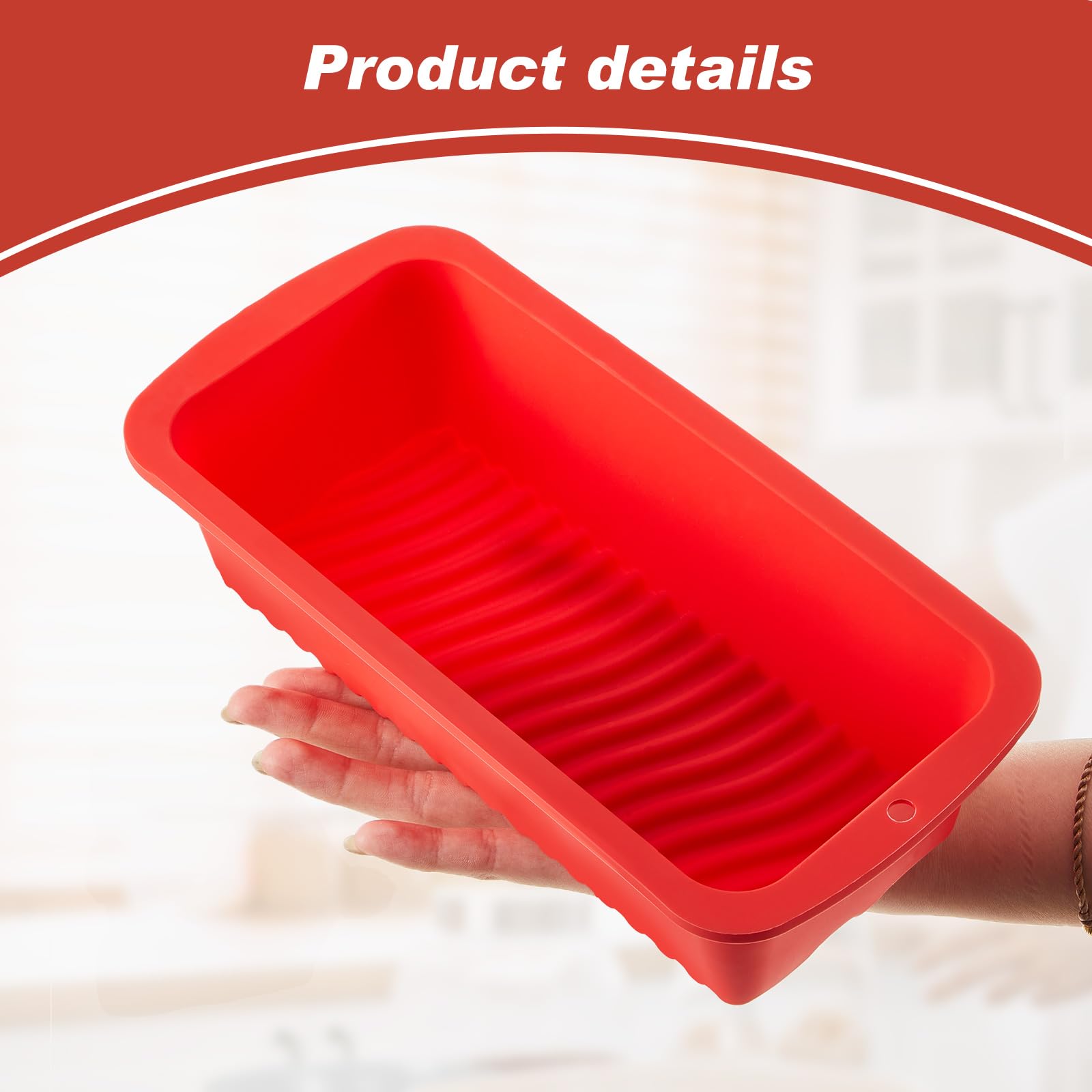 Willinglong 4 moldes rectangulares de silicona para pan de 22,8 x 12,7 cm, antiadherentes, mini moldes para pasteles, pan casero, pan y pastel de carne, color rojo