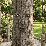 Juliahestia Whimsical Tree Faces Decor Outdoor, Resin Old Man Tree Hugger Bark Ghost Statues, Yard Art Garden Decoration for Halloween Easter Patio Glowing Eyes