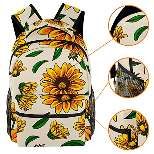 Sac à dos d'écolier 14 pouces ordinateur portable à fleurs dessinées - 3