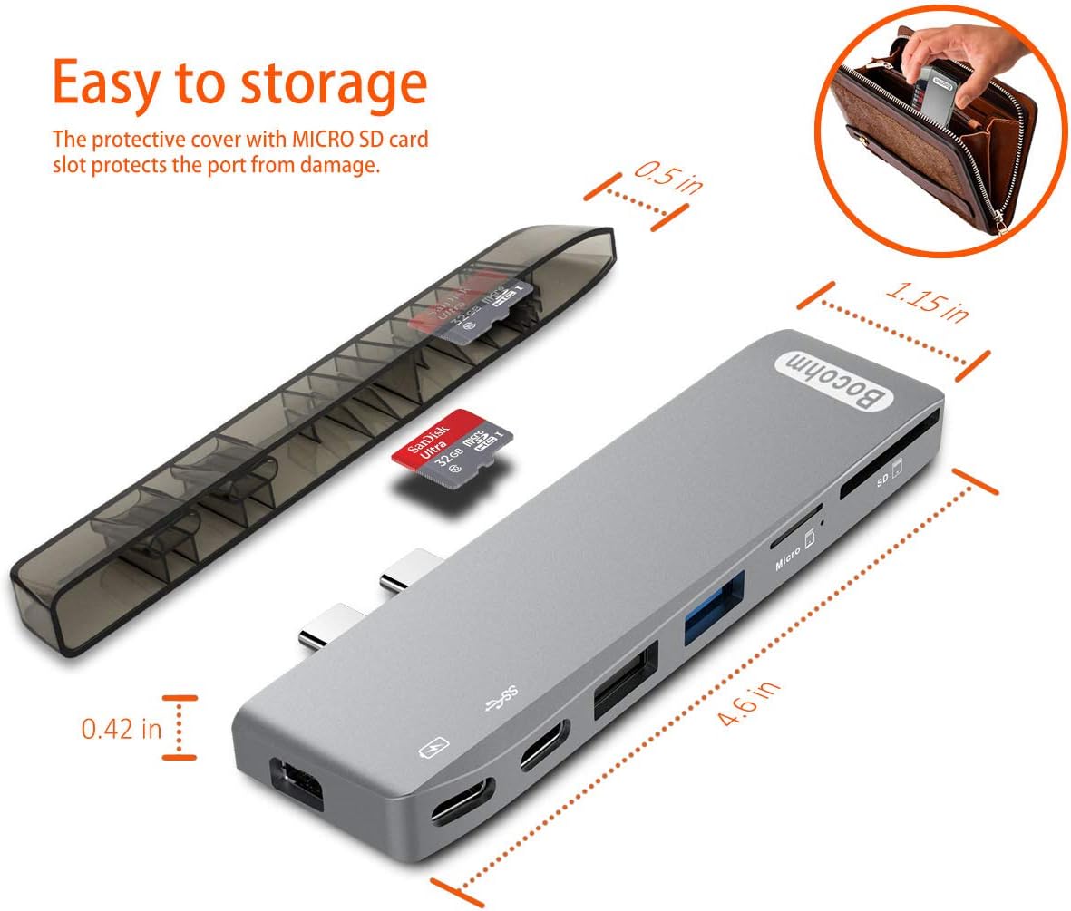 Rеvіеw Dіѕсоunt USB C Hub for MacBook Pro 2016/2017/2018, Bocohm Type C Thunderbolt 3 Adapter with 100W Power Delivery, 5K HD Mini DisplayPort, USB3.0, SD/MicroSD Card Reader, NGFF M.2 SATA III SSD 8 in 1 Uр Tо 50% оƒƒ USB C Hub for MacBook Pro 2016/2017/2018, Bocohm Type C Thunderbolt 3 Adapter with 100W Power Delivery, 5K HD Mini DisplayPort, USB3.0, SD/MicroSD Card Reader, NGFF M.2 SATA III SSD 8 in 1