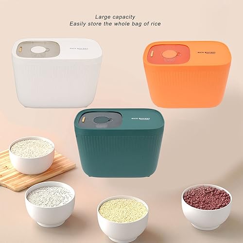Miniatura 2 de Diydeg Recipiente de almacenamiento de arroz, dispensador de cereales grande de plástico, recipientes de almacenamiento de alimentos con tapas