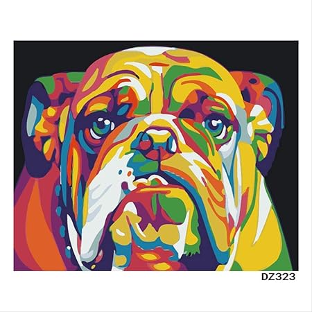 Amazon 数字で描くdiy油絵の具憂鬱色のパグ犬動物のキャンバス結婚式の装飾アート画像ギフト絵画キャンバスアクリル絵の具 50x65cmフレームなし 絵具 通販
