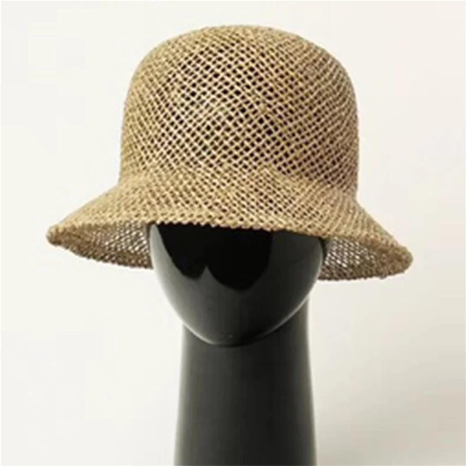 Generico Cappello da Donna Cloche Cappello da Sole Seagrass Beach Paglia da Viaggio Cappello Estivo a Tesa Corta