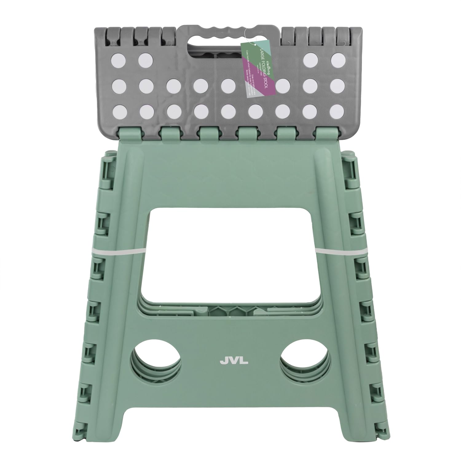 JVL Large Folding Step Stool – Heavy-Duty, Kitchen, Bathroom, Multi-Purpose – Green