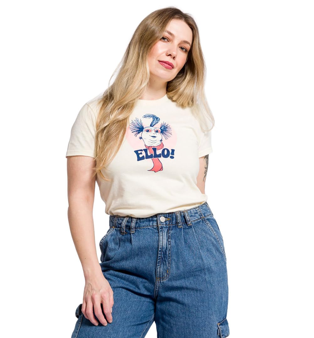 Womens Labyrinth Worm Ello Heart Natural Fitted T Shirt White