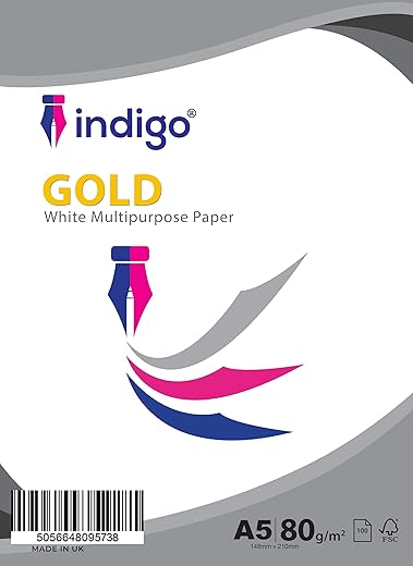 Indigo® A5 White Multipurpose Copier 80GSM (100 Sheets of Paper, White)
