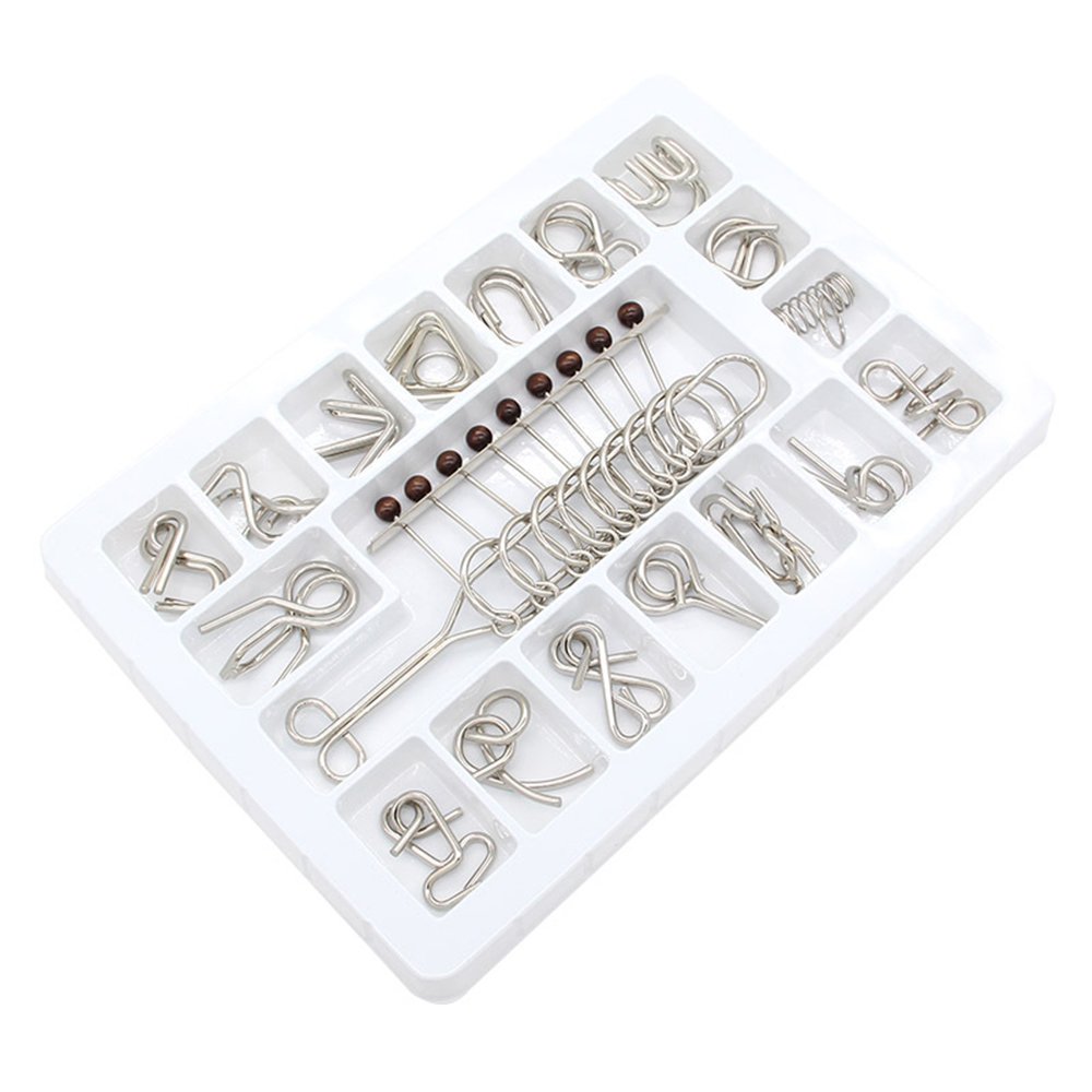 18 Pezzi Set di Rompicapo in Metallo - Giocattolo Educativo Intelligenza - Puzzle Game 3D Gioco di Mente - Giocattolo Bambini e Ragazzi Intelligenza per Adulti e Bambini