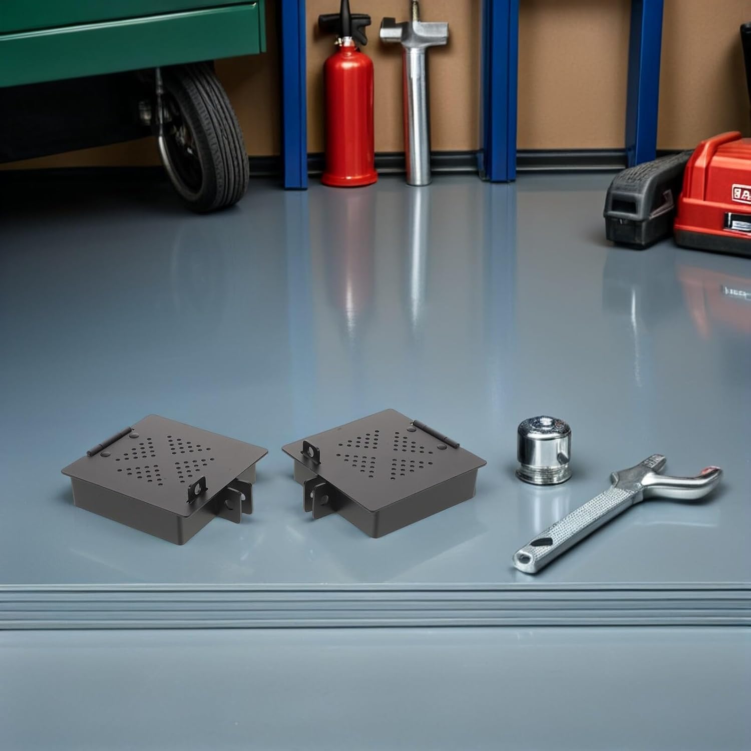 Sosoport Rv Aluminum Alloy 4-inch Square Bumper End Cover Pair with Ventilation Non-Insect Travel Trailer Bumper Cap for Camper Sewer Hose Storage and Rv Accessories