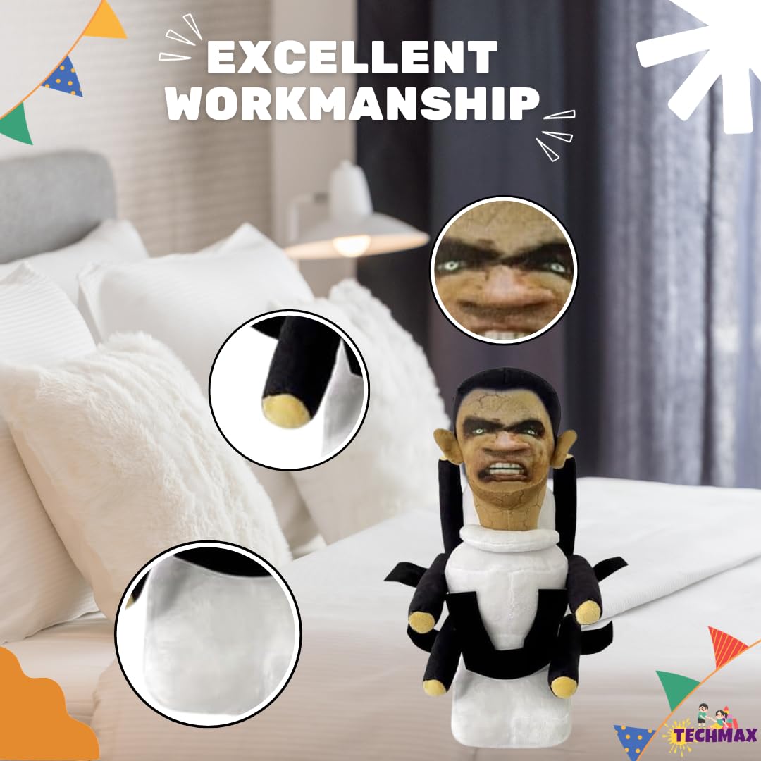 TechMax Solution Scary Toilet Gman Decoy Horror Game Fun and Whimsical Trio Cameraman Soft Plush 2