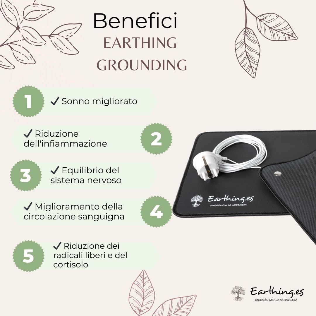 Tappetino Earthing Grounding per Connessione a Terra – Riduzione Stress, Miglioramento Sonno ed Equilibrio Energetico – Salute Naturale da Casa o Ufficio