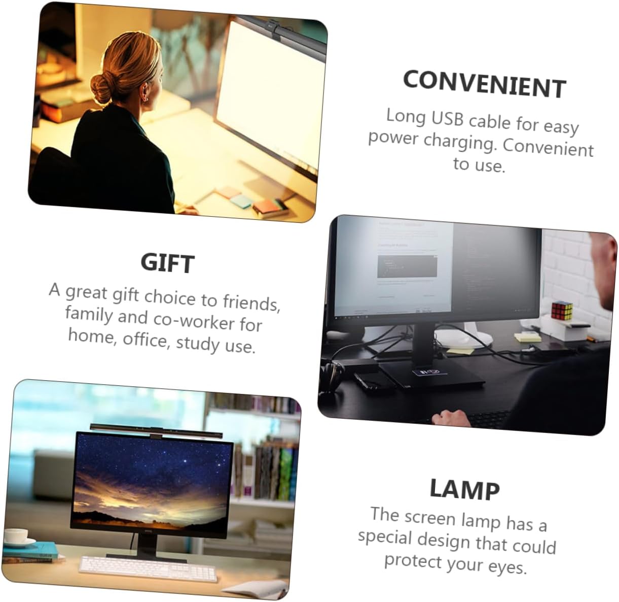 1set Computer Monitor Eye Protection Lamp Clip Led Light Three Modes for Home Office Use USB Powered Hanging Screen Lamp for Eye Comfort and Enhanced Productivity