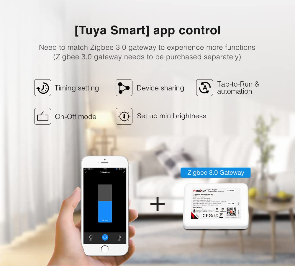 LIGHTEU®, Miboxer Zigbee3.0 y 2.4GHz Push AC 100-240V Triac Dimmer para Lámparas y Focos Regulables, TRI-C1ZR