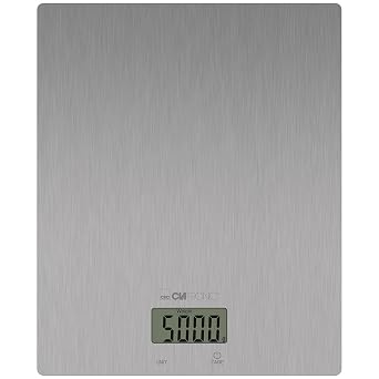 Clatronic KW 3821 Digital Kitchen Scales 1 g Steps up to 5 kg with Cup Indication Ideal for Trend Recipes Extra Flat Tare Function Stainless Steel Kitchen Scale