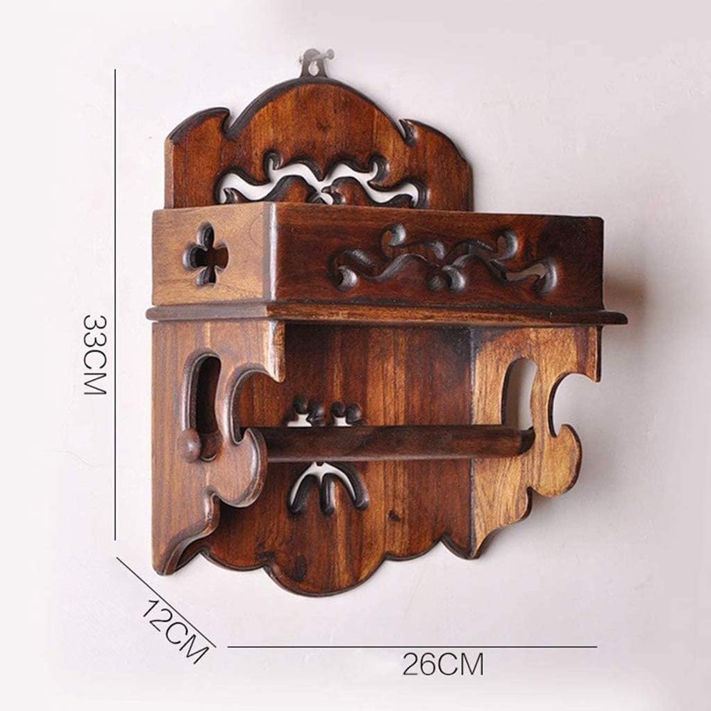 Solid Wood Bathroom Rack Wall Mount Organizer Storage Shower Room,Brown
