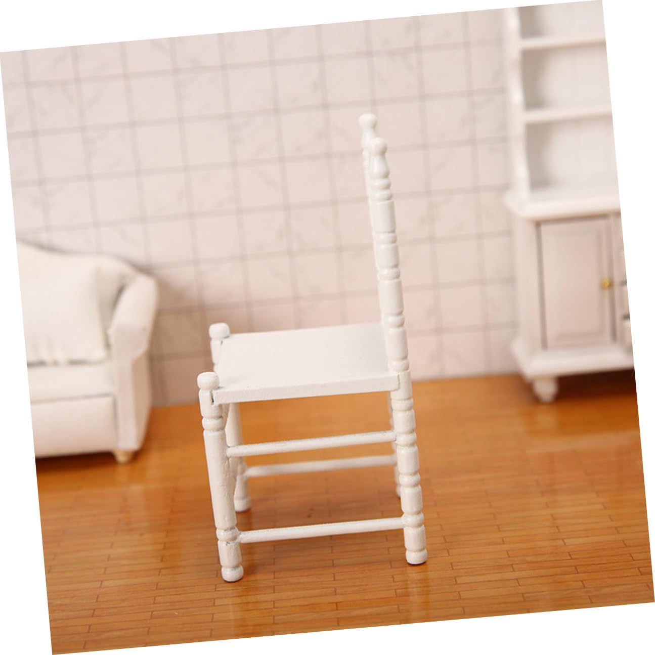 Miniature Dollhouse Dining Chair Small Scale White Mini Furniture Accessory for Doll House Decoration and DIY Miniature Home Scene