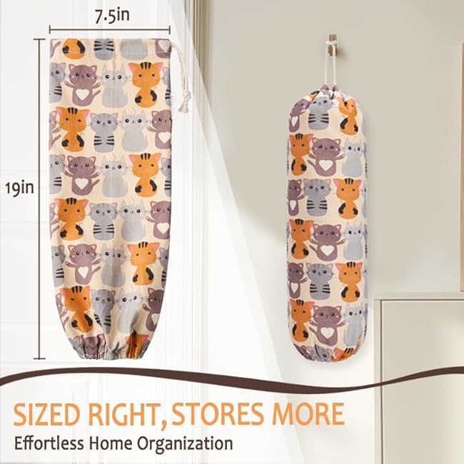 TOGETRUE Plastic Bag Holder, Cute Grocery Bag Holder for Plastic Bags, Wall Mount Bags Dispenser for Home Kitchen Decor (Cat)