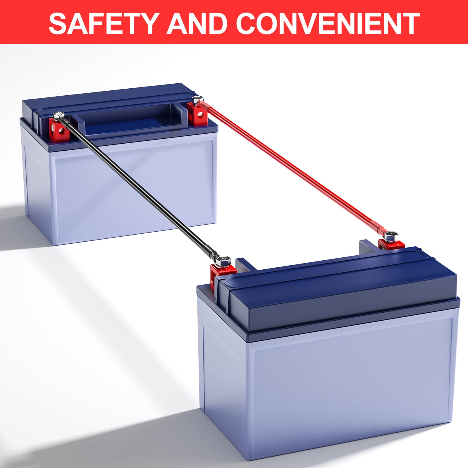 GUUZI 5 AWG/16mm² 50cm Batterijkabels Max 100A Batterijstroomomvormerkabel met Vertinde Koperen Nokken Beide Uiteinden voor Zonne Energie Boot RV Auto Motorfiets
