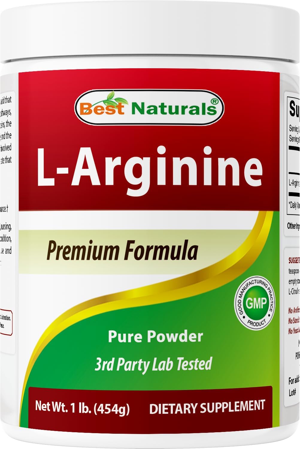 L-Arginine Powder 1 Pound - Pure Pharmaceutical Grade Free Form - Best Amino Acid Arginine Supplements for Women & Man - Promotes Circulation and Supports Cardiovascular Health