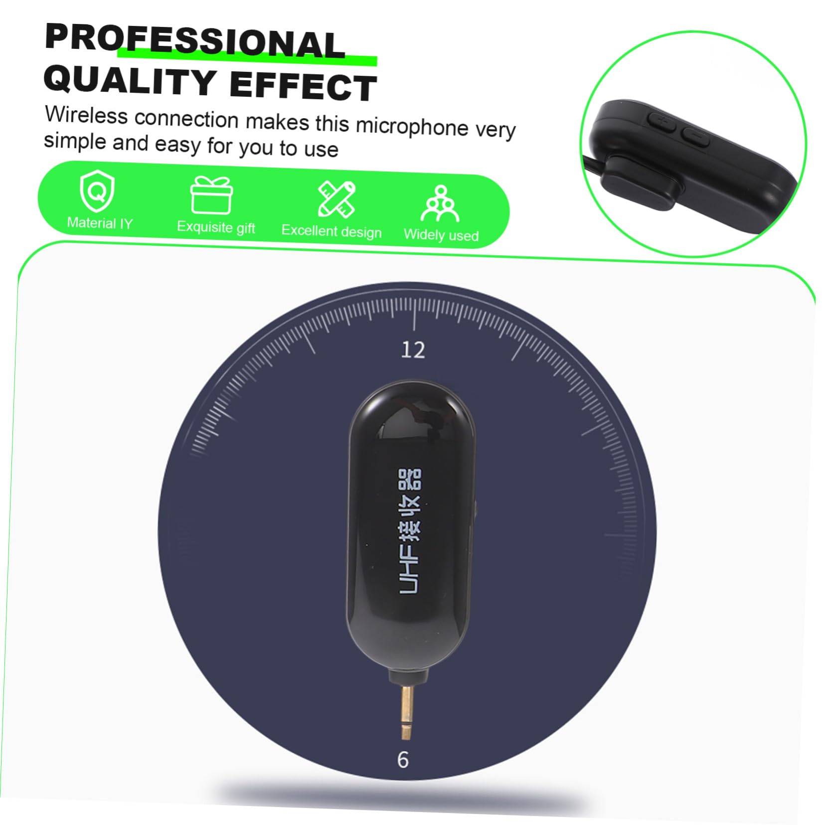 Mipcase Micrófono Inalámbrico Pequeño UHF para Profesores y Artistas, Ligero Conexión Inalámbrica, Material Abs y Batería Recargable de Larga Duración