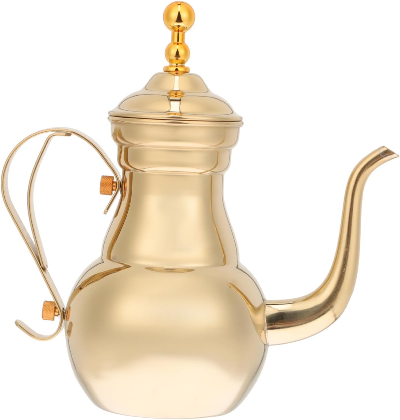 VICASKY Stainless Steel Decorative Coffee Pot with Filter Mesh Long Spout for Precise Pouring High Temperature Resistant Hand Brewing Coffee Kettle Gold Court Style for Home and Restaurant