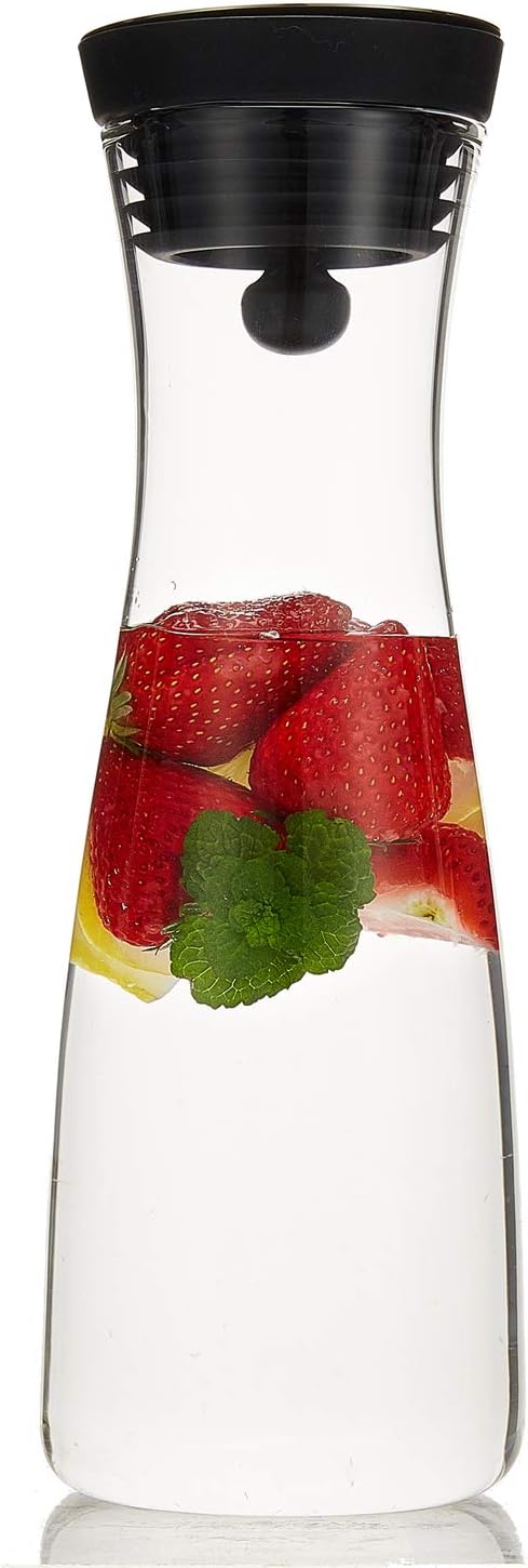 Karafu Glass Carafe with Lid, 40 Oz Borosilicate Water Pitcher for Hot/Cold Water, Ice Tea and Juice Beverage