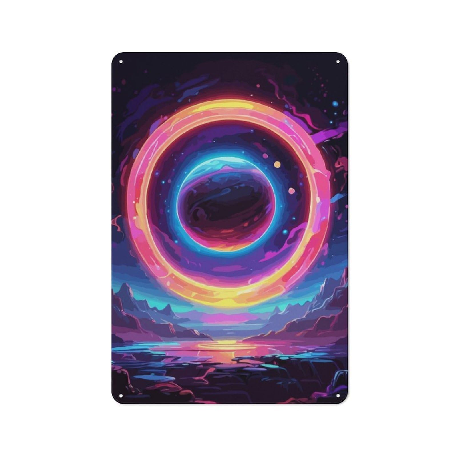Junmoney Planet Rings Tin Wall Plaque 30X20cm With For Guest Room Or Hallway, For Metal Sign Collectors, For Garage And Workshop Walls