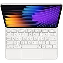 Keyboard Case for Xiaomi Mi Pad 6/6 Pro 11" 2023, Easy-Set Magic Floating Cantilever Stand,7 Colors Backlight, Built-in Trackpad,White,Japanese