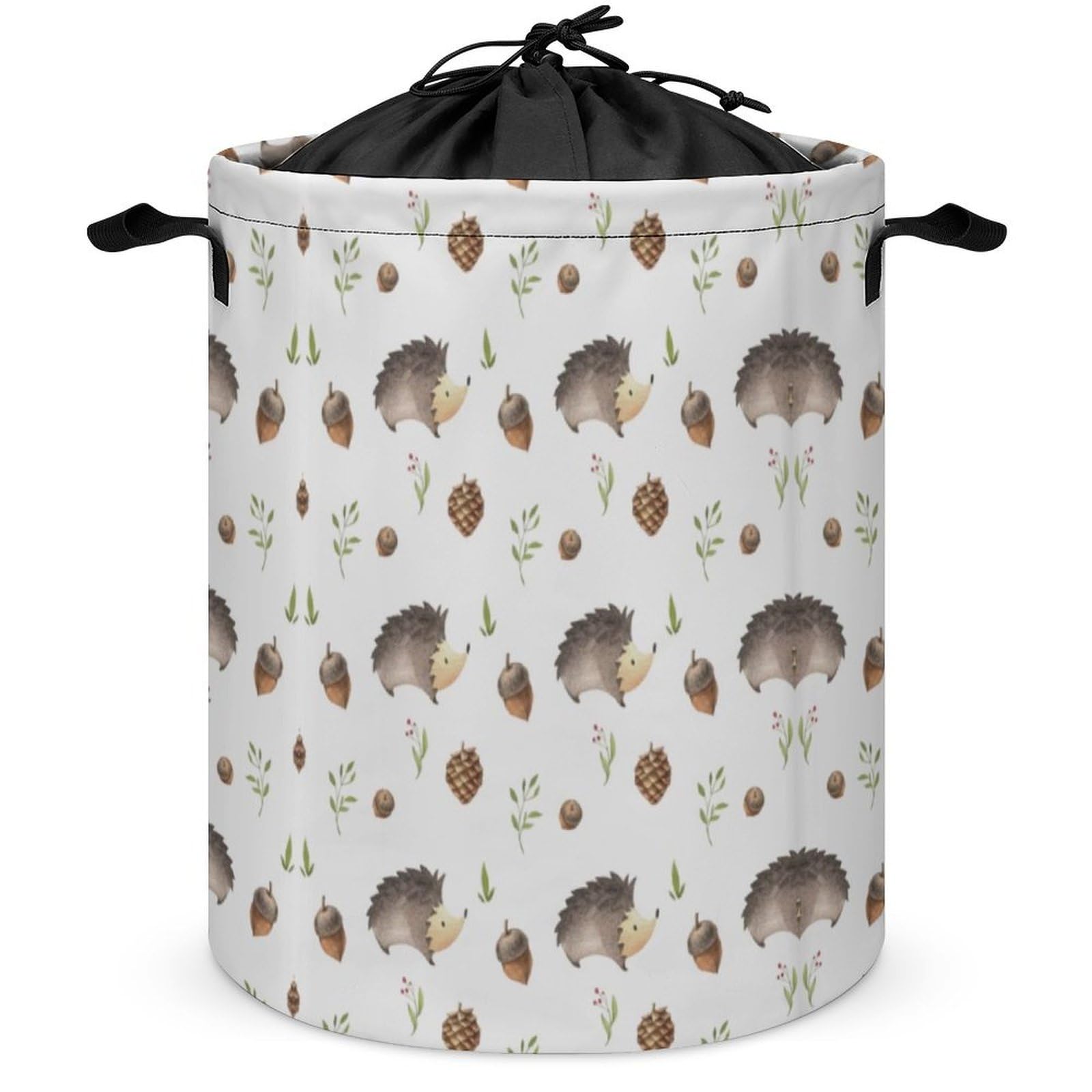 Qjjinxior Drawstring Laundry Hamper, Hedgehog Laundry Basket, Washing Basket with Handle