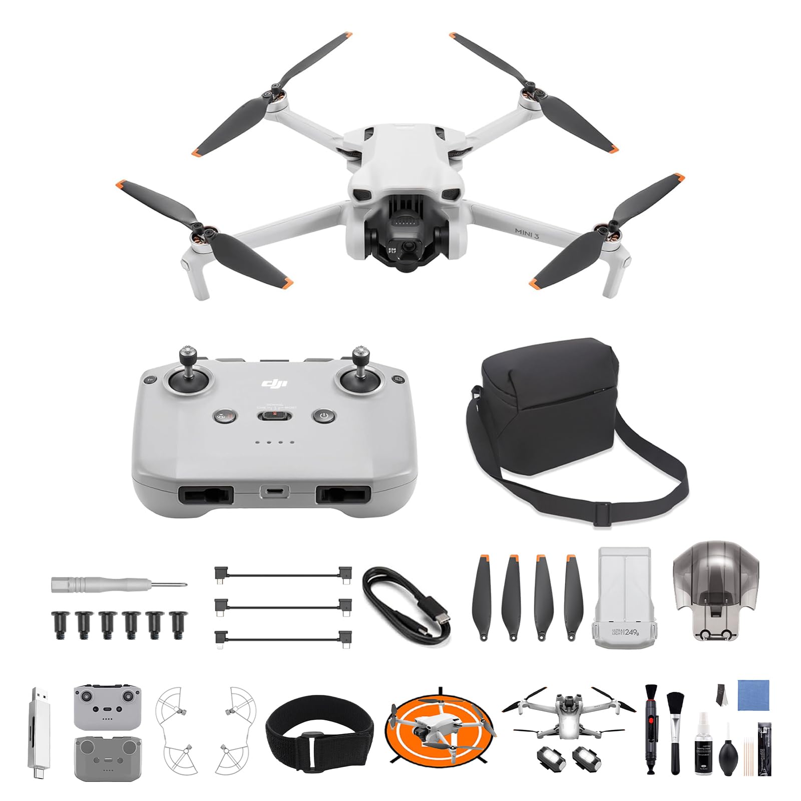 DJI Mini 3 – Dron Mini con cámara ligero y plegable con vídeo 4K HDR, 38 min de tiempo de vuelo, Grabación vertical y funciones inteligentes, con Mando a distancia, C0