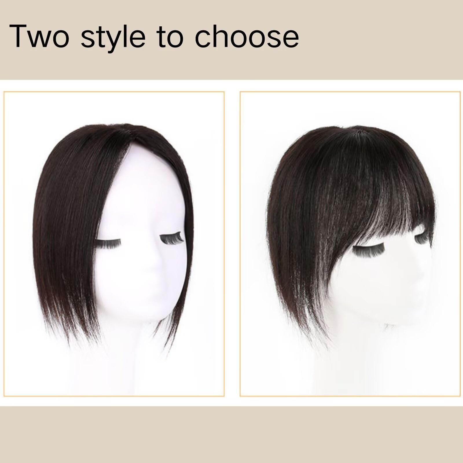 Hair Toppers for Women Real Human Hair 3.15x4.72 pulgadas con flequillo de 10 pulgadas Piel de cuero cabelludo Gran cubierta de la base del cabello o pérdida de cabello