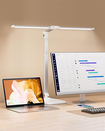 Miniatura 8 de Lámpara LED de escritorio para oficina en casa, luz de escritorio de arquitecto de altura ajustable con adaptador USB, lámpara de escritorio de